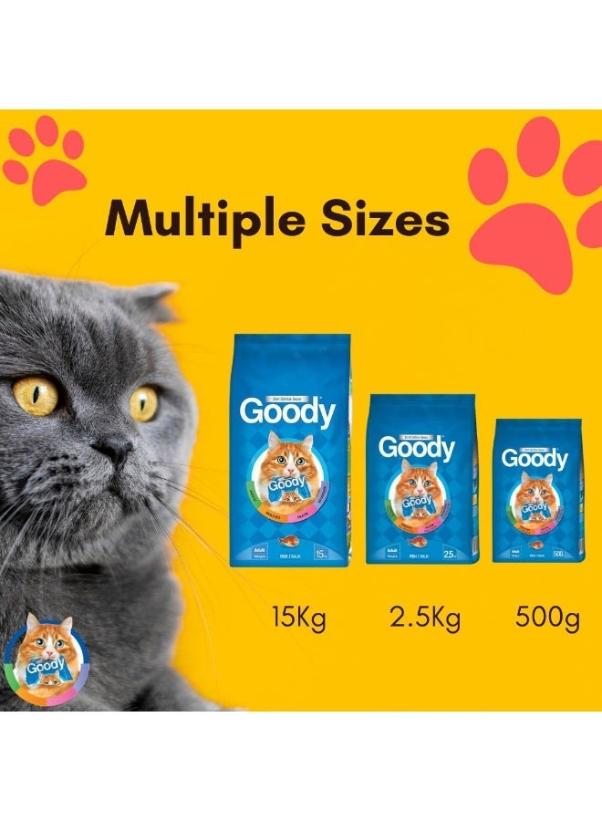 قودي  غودي - طعام جاف للقطط مع السمك، تغذية متوازنة، طاقة وطعم - 500 غرام - 3 أكياس - Image 5