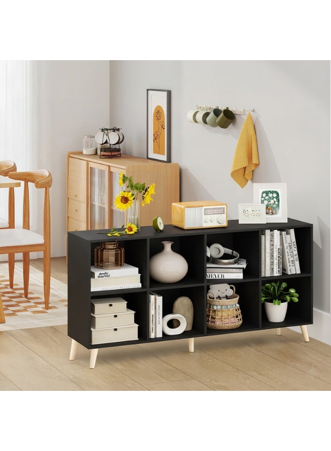 ACPLAY Open Cube Low Bookcase,2-Tier Freestanding Storage Display Cabinet Organizer with Legs for Home Office, 8-Cubes Open Shelf Short Bookshelf - Image 2