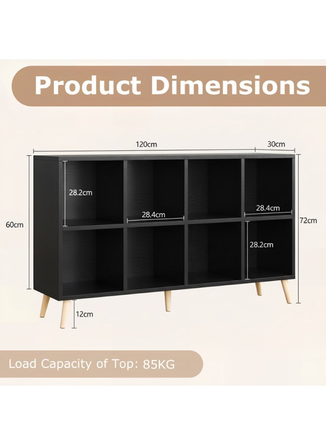 ACPLAY Open Cube Low Bookcase,2-Tier Freestanding Storage Display Cabinet Organizer with Legs for Home Office, 8-Cubes Open Shelf Short Bookshelf - Image 3