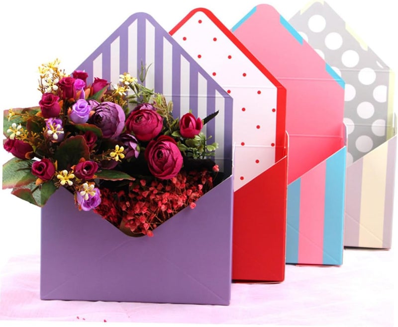 SOESFOUFU 10pcs Flower Envelope Boxes Folding Paper Flower Packaging Boxes for Florist Bouquet Storage and Wrapping Supplies Random Style - Image 5