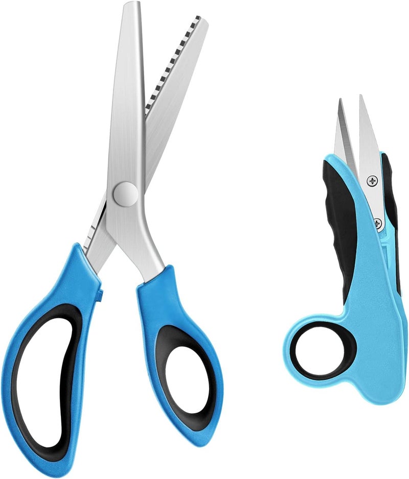 Asdirne Pinking Shears, Professional Zig Zag Scissors, Pinking Scissors with Rubber Grips and Ultra-Sharp Blade, Great for Many Kinds of Fabrics and Paper, 9.4 Inch, Set of 2 - Image 1