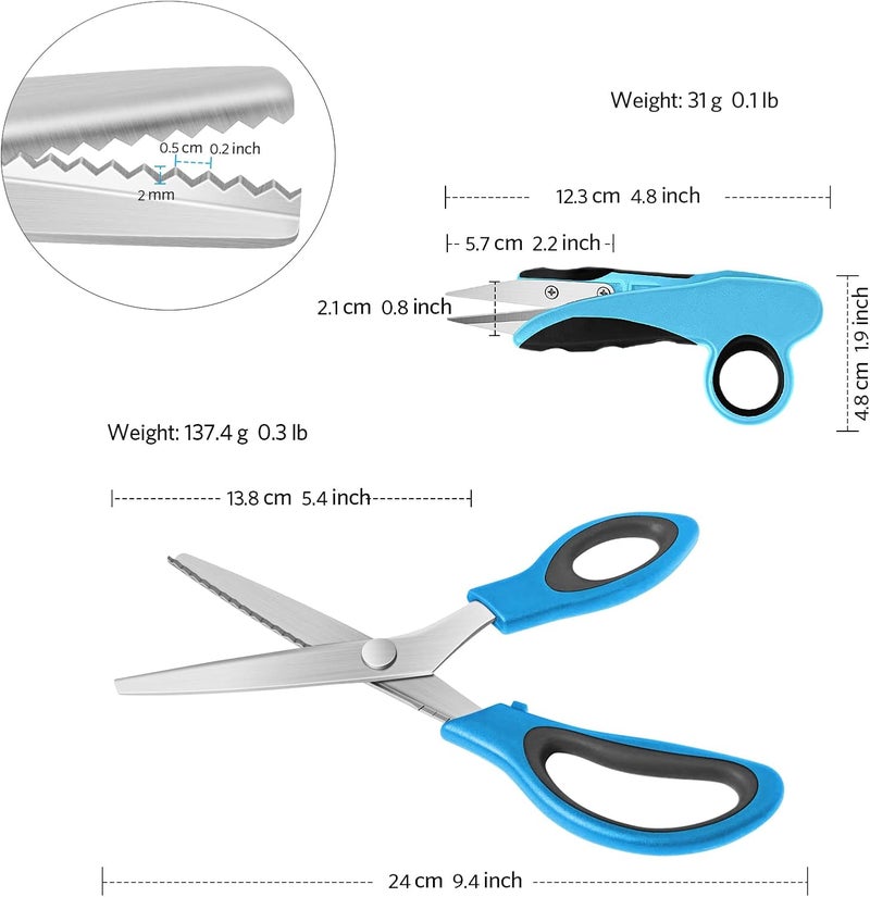 Asdirne Pinking Shears, Professional Zig Zag Scissors, Pinking Scissors with Rubber Grips and Ultra-Sharp Blade, Great for Many Kinds of Fabrics and Paper, 9.4 Inch, Set of 2 - Image 4