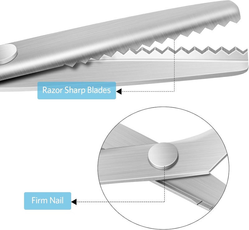 Asdirne Pinking Shears, Professional Zig Zag Scissors, Pinking Scissors with Rubber Grips and Ultra-Sharp Blade, Great for Many Kinds of Fabrics and Paper, 9.4 Inch, Set of 2 - Image 5