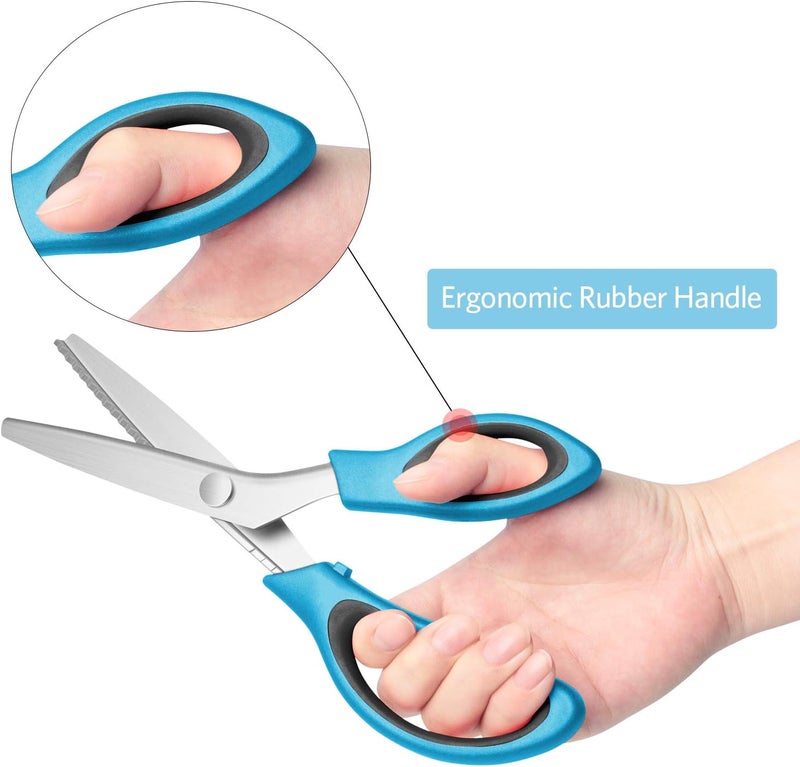 Asdirne Pinking Shears, Professional Zig Zag Scissors, Pinking Scissors with Rubber Grips and Ultra-Sharp Blade, Great for Many Kinds of Fabrics and Paper, 9.4 Inch, Set of 2 - Image 3