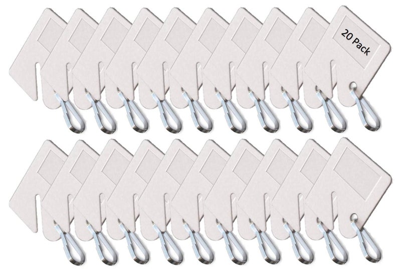 Lucky Line Square Slotted Cabinet Key Tag with Hook, 20 Pack, White (25900) - Image 1