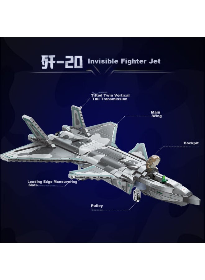 Keeppley Military Building Blocks Enlightening Toy J-20 Stealth Fighter - Camouflage Version - Image 1