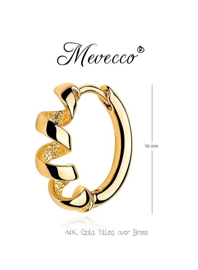Mevecco Women Huggie Earrings Gold Hoop Sleeper 14K Gold Filled Small Simple Handmade Hypoallergenic Everyday Jewelry - Image 4