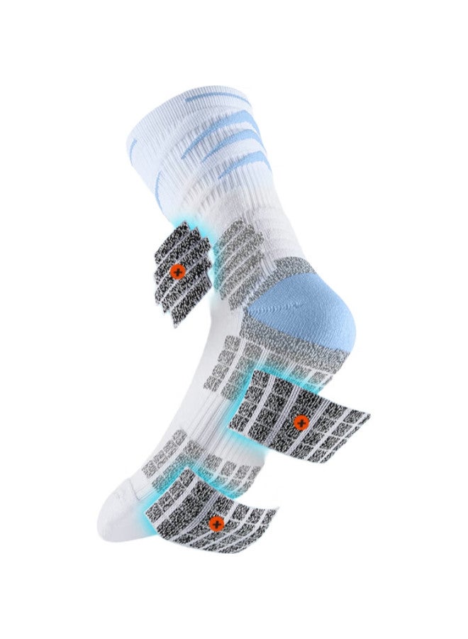 Veidoorn Regeneration Series Practical Basketball Socks With Elite Terry Bottom, High-Top Athletic Socks For Men, Blue, Three Pairs, One Size Fits All - Image 1