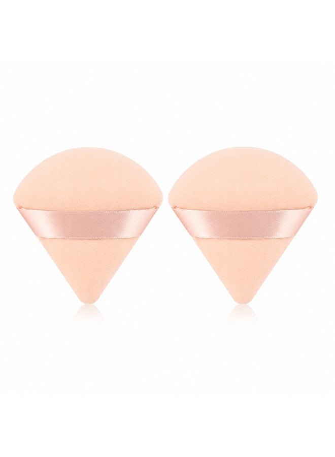 House of Aetheria ae 2 PCS Triangle Cashmere beige  Powder Puffs Face Cosmetic Powder Puff Washable Reusable Soft Plush Powder Makeup Sponge - Image 1