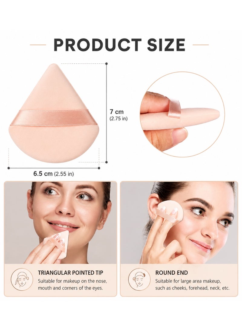 House of Aetheria ae 2 PCS Triangle Cashmere beige  Powder Puffs Face Cosmetic Powder Puff Washable Reusable Soft Plush Powder Makeup Sponge - Image 2