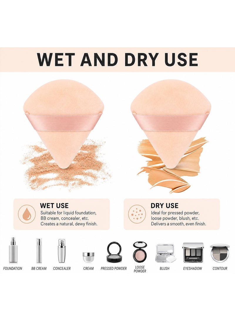 House of Aetheria ae 2 PCS Triangle Cashmere beige  Powder Puffs Face Cosmetic Powder Puff Washable Reusable Soft Plush Powder Makeup Sponge - Image 3