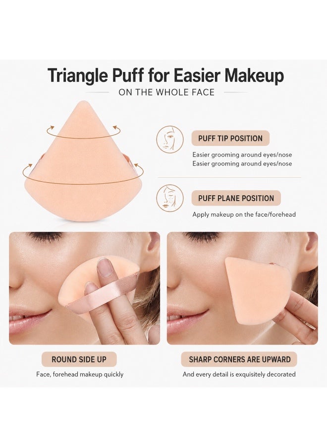 House of Aetheria ae 2 PCS Triangle Cashmere beige  Powder Puffs Face Cosmetic Powder Puff Washable Reusable Soft Plush Powder Makeup Sponge - Image 4