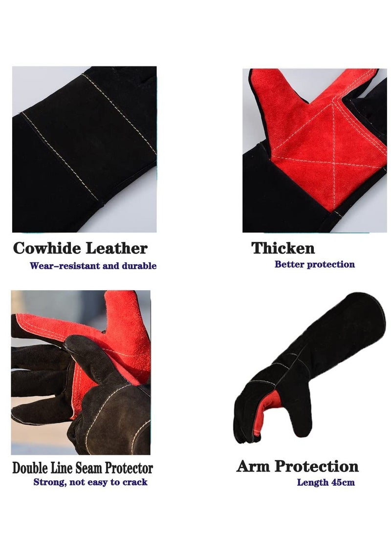 Generic Thicken Leather Animal Handling Gloves, 17.7in Multipurpose Pet Glove for Grabbing Reptile, Animal Bite Resistant Gloves for Training Dogs Cat Bird Snake Parrot Lizard Wild Animals Reptiles, Black  - Image 5