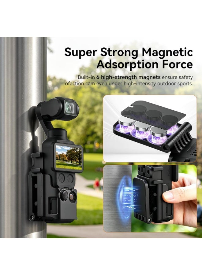 AMAZEAR Pocket 4 Magnetic Mount Stand Compatible with DJI Osmo Pocket 4/3/Xtra Muse, Pocket4 Accessories Adapter Clamp Magnet Suction Case Holder on Desktop/Vertical Surface, 180° Adjustable Handle - Image 4