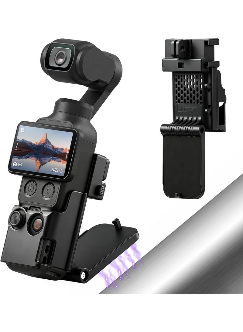 AMAZEAR Pocket 4 Magnetic Mount Stand Compatible with DJI Osmo Pocket 4/3/Xtra Muse, Pocket4 Accessories Adapter Clamp Magnet Suction Case Holder on Desktop/Vertical Surface, 180° Adjustable Handle - Image 2