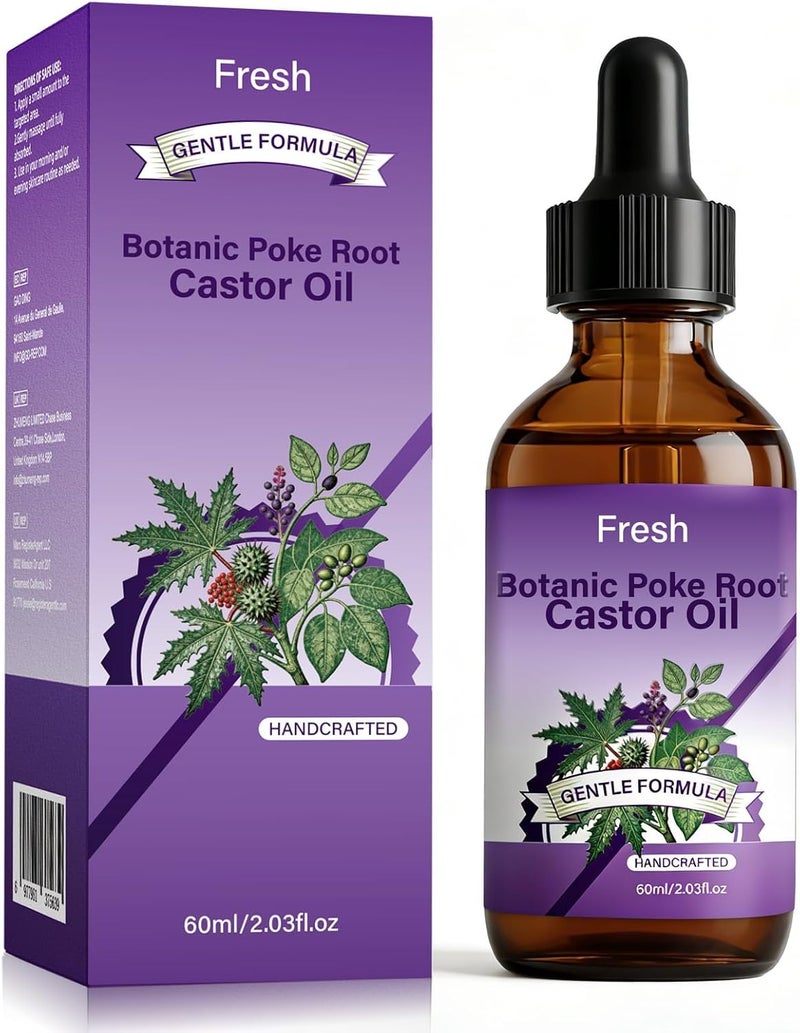 YOOJ® Organic Poke Root and Castor Oil, Natural Skin & Body Care Massage Oil, Herbal Formula & Traditional Infusion, Natural Aid for Lymphatic, Muscle & Joint Comfort, Relax and Soothe the Skin - Image 1