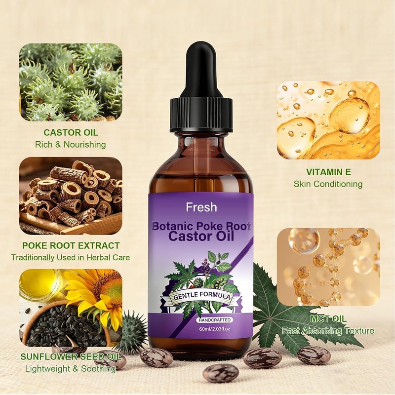 YOOJ® Organic Poke Root and Castor Oil, Natural Skin & Body Care Massage Oil, Herbal Formula & Traditional Infusion, Natural Aid for Lymphatic, Muscle & Joint Comfort, Relax and Soothe the Skin - Image 5