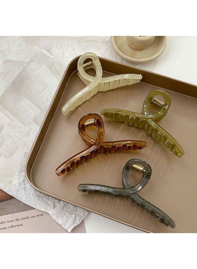 Ublic 4 PCS Solid Color Hair Claws Elegant Clear Acrylic Hair Clips Korean Hairpins Barrette Headwear for Women Girls Hair Accessories - Image 1