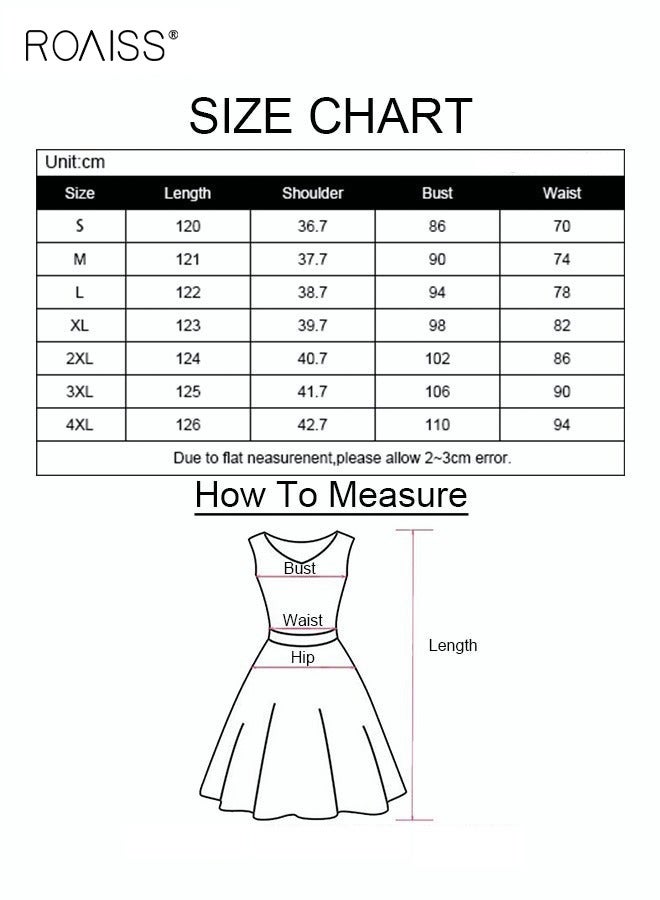 roaiss Women's Elegant Waisted Long Sleeve Printed Dress  Flattering Slim Fit Dress Featuring a Stylish Belt, Flowing Large Skirt Hem, and Vibrant Print for Ladies' Parties, Ramadan Gatherings, and Eid al-Adha Celebrations Black - Image 3