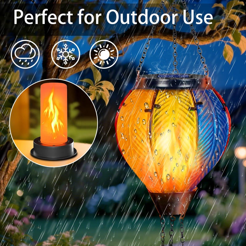 yulloyello 2 Pack Solar Light Replacement Top with Flickering Flame, Waterproof Solar Light Parts for Hot Air Balloon Lanterns (Fits 2.87 to 3.35 Inch Openings) Replacement Kit for Outdoor Decor Garden Patio - Image 5