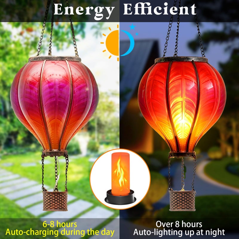 yulloyello 2 Pack Solar Light Replacement Top with Flickering Flame, Waterproof Solar Light Parts for Hot Air Balloon Lanterns (Fits 2.87 to 3.35 Inch Openings) Replacement Kit for Outdoor Decor Garden Patio - Image 4