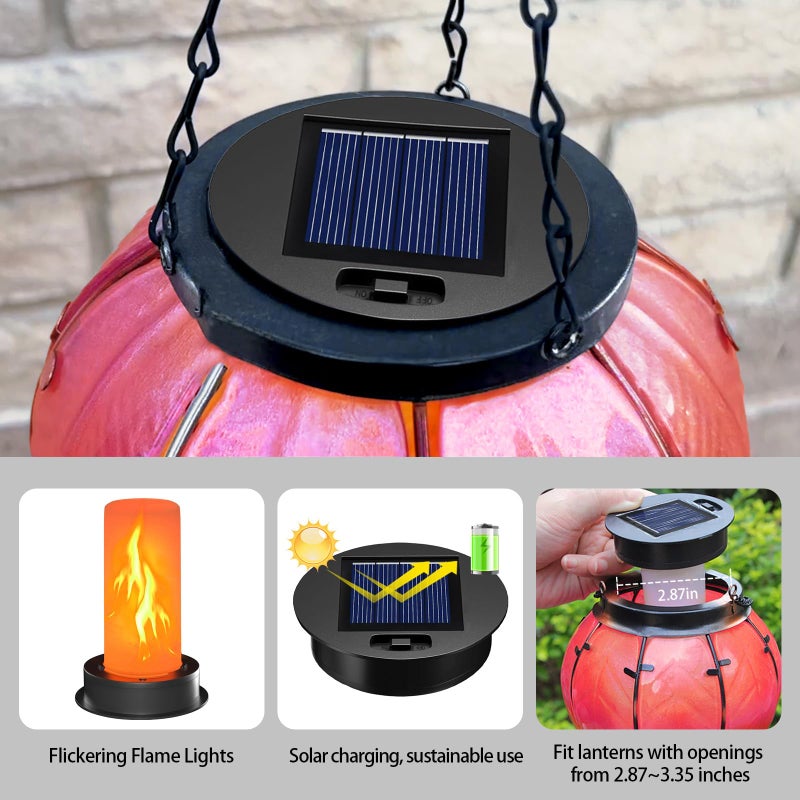 yulloyello 2 Pack Solar Light Replacement Top with Flickering Flame, Waterproof Solar Light Parts for Hot Air Balloon Lanterns (Fits 2.87 to 3.35 Inch Openings) Replacement Kit for Outdoor Decor Garden Patio - Image 3