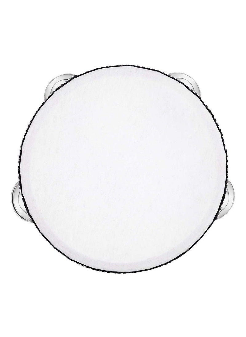 null - Mike Music Hand Held Tambourine Drum 6 inch Bell Birch Metal Jingles Percussion Gift Musical Educational Toy Instrument for KTV Party Kids Games (6 inch, white) - Image 1