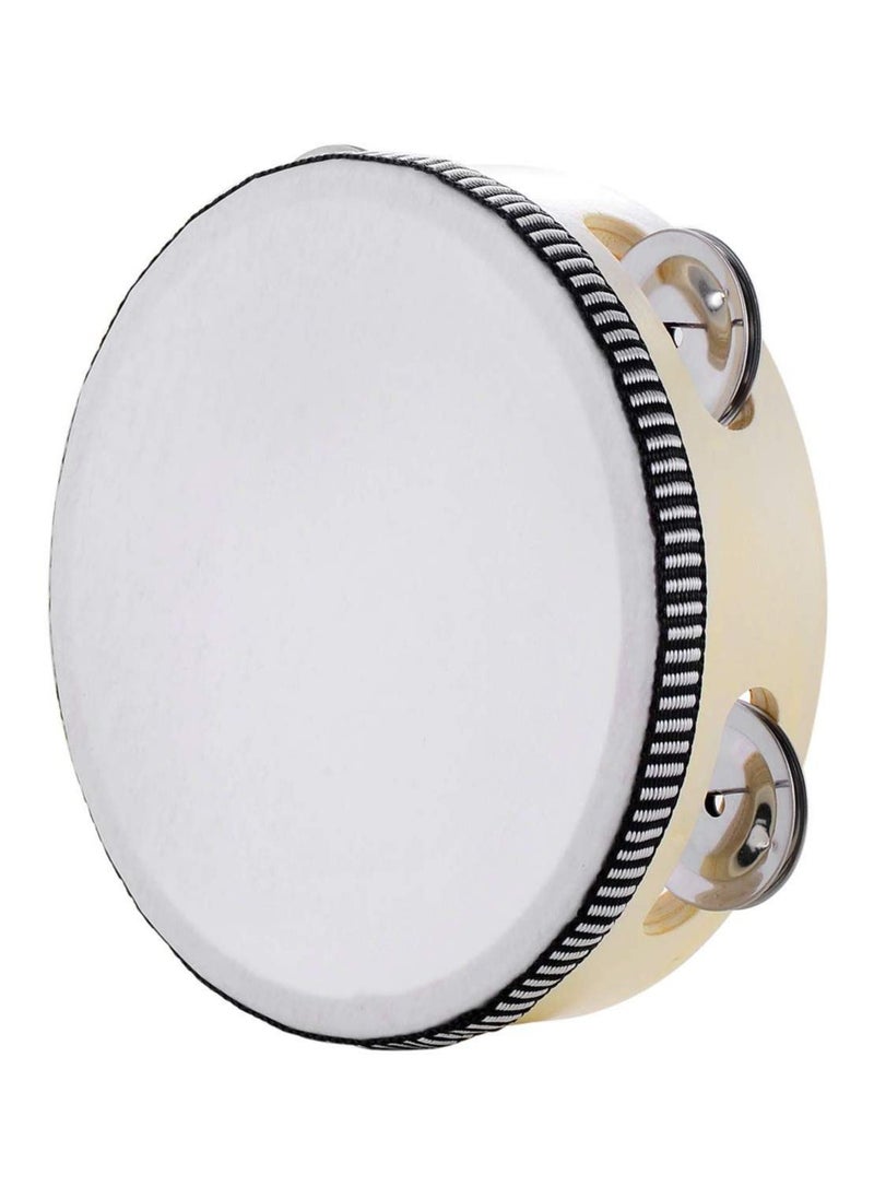 null - Mike Music Hand Held Tambourine Drum 6 inch Bell Birch Metal Jingles Percussion Gift Musical Educational Toy Instrument for KTV Party Kids Games (6 inch, white) - Image 1