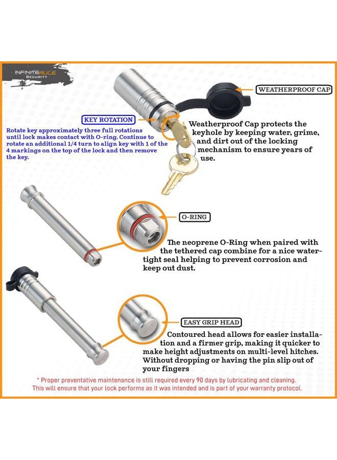 InfiniteRule Security , Inc. 61680 | 3 Pack, Keyed Alike, Hitch Locks (Fits: Gen-Y Hitch - Mega Duty - 32K LB Series) - Image 5
