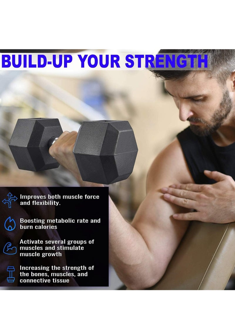 Sky Land - Set Of 2 Rubber Coated Hex Dumbbells, 1 Pair, 2x32.5kg | Exercise Weight Dumbbells, Chrome Plated for Strength Training Weights - Image 1