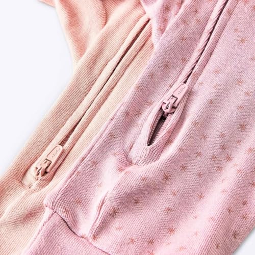 TuddyBuddy 100% Cotton Multi Color Romper/Sleepsuit/Jumpsuit for Baby Boy & Baby Girl (Pink Stars & Plain Peach, 0-1 Months-Newborn) - Image 3