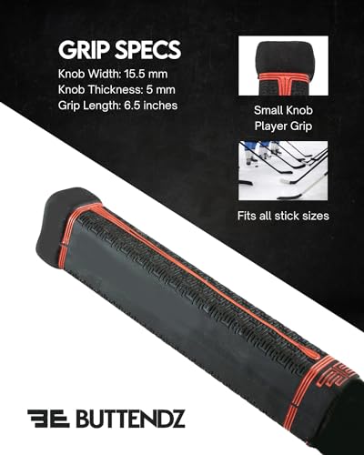 Buttendz Fusion Z Hockey Stick Replacement Grip Reusable Design Small Knob Player Grip for Top Hand Mobility Fits All Stick Sizes Black Fire Drip - Image 3