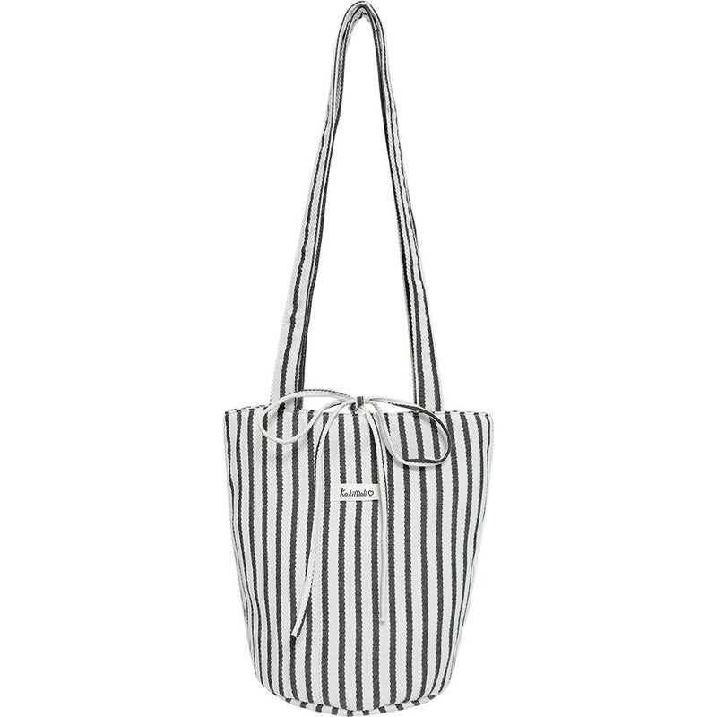 Striped Canvas Bag Korean Style Lazy Style Cloth Bag Ins Bucket Bag Japanese Department College Art Shoulder Tote Bag Women'S Batch - Image 1