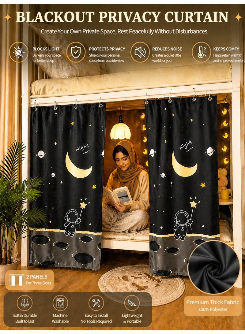 OHTEX HOME 2 PIECE Single Bed Curtain 100% Blackout | Dorm Bunk Bed Canopy for Students | Breathable Dustproof Shading Net - Image 1