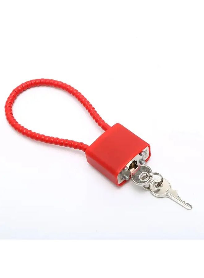 Red 3 3 Inch Keyed Alike Steel Cable Padlock Flexible Anti Theft Lock for Bicycles Gates - Image 1