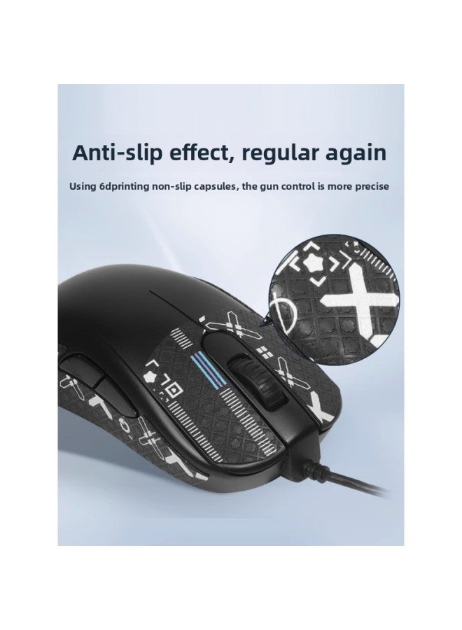 Suitable For Zhuowei Mouse Anti-slip Sticker S1-C S2-C Anti-slip Sticker All-inclusive Sweat-absorbent Sticker Back Sticker Side Skirt Key-Color:Black Football Pattern [half Pack]]  - Image 3