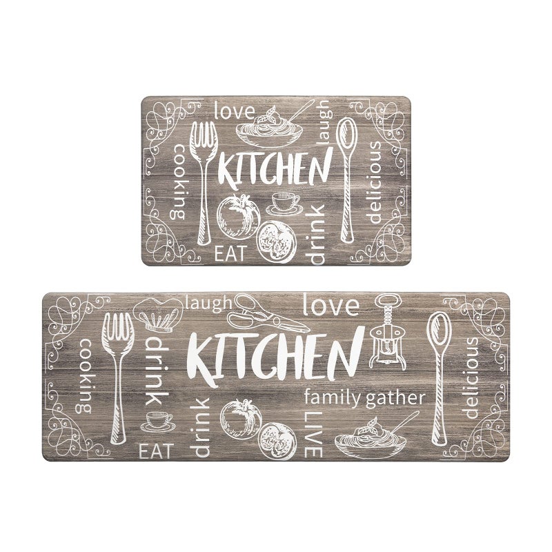 HEBE Anti Fatigue Kitchen Rug Set of 2 Non Slip Cushioned Kitchen Mats for Floor Waterproof Comfort Kitchen Rugs and Mats Farmhouse Chef Mats Floor Carpet for SinkLaundry RoomBrown