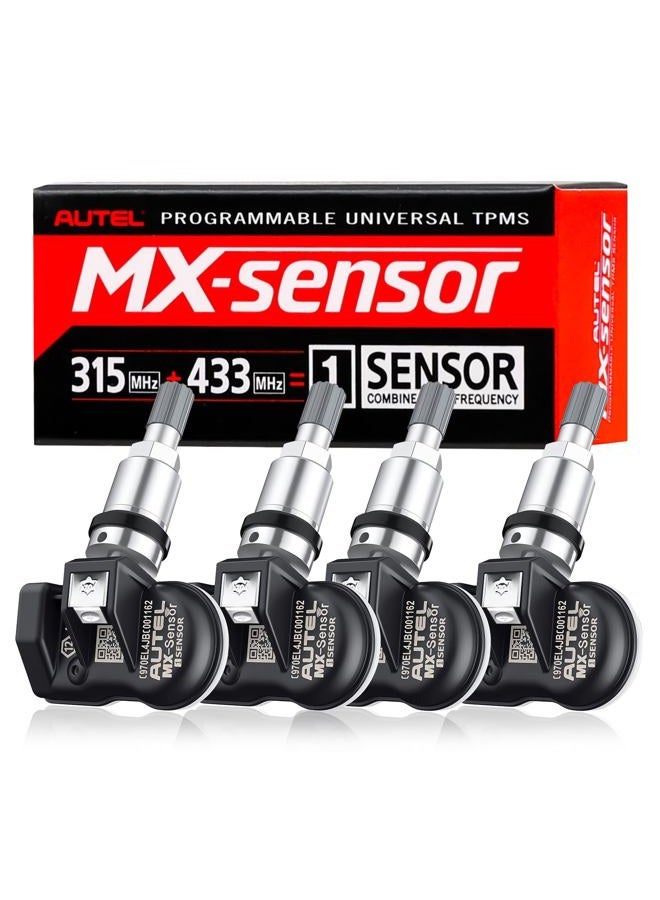 Autel TPMS Sensor MX-Sensor Tire Pressure Sensor 1-Sensor 315MHz +433MHz Dual Frequency Tire Replacement Sensor Universal Programmable TPMS Sensors for Tire Pressure (Press in Metal Valves, 4PCS) - Image 1