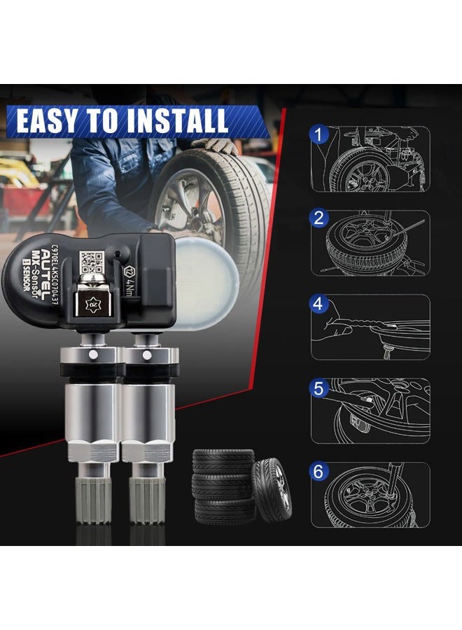 Autel TPMS Sensor MX-Sensor Tire Pressure Sensor 1-Sensor 315MHz +433MHz Dual Frequency Tire Replacement Sensor Universal Programmable TPMS Sensors for Tire Pressure (Press in Metal Valves, 4PCS) - Image 4