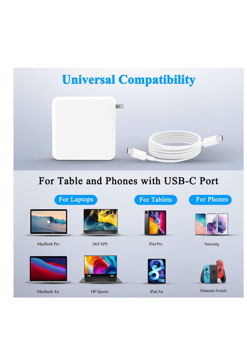 ZR 96W USB Type-C Charger for MacBook Pro Compatible with Mac 13, 14, 15, 16-inch, Mac Air, iPad, Thunderbolt 3 Fast Charging Power Adapter, USB Type-C to 22m Charging Cable, White.