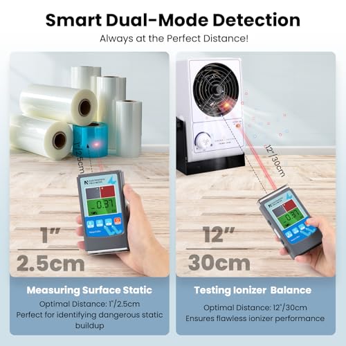 NEWTRY جهاز قياس المجال الكهروستاتيكي الرقمي المحمول NEWTRY 0~20KV جهاز اختبار توازن الأيونات المحمول 0~200V للأقمشة والألياف والسجاد والورق والمطاط - Image 3