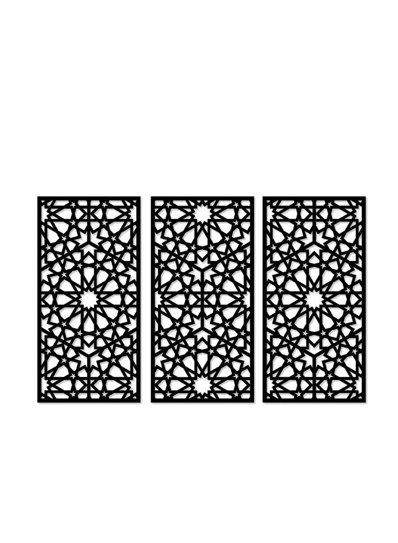 هوم جاليري هوم جاليري جدارية خشب شكل أسلوب الأرابيسك ديكور حائط 3 لوحات 80X130 سم  - Image 3