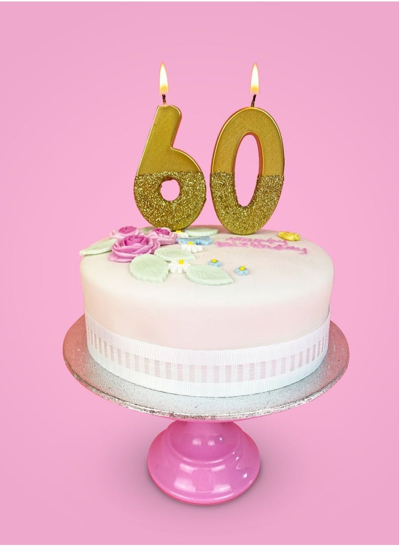 Talking Tables Talking Tables 6 Number Birthday Candles, Candle for Cake Decoration, Candle for Birthday Cake Topper, Anniversary Cake Number Candle. Candle stick for special occasions such as birthdays and Anniversaries (6 Number Candle, Gold Glitter Dipped Candle)  - Image 3