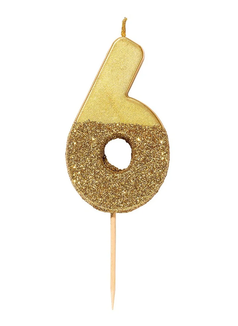 Talking Tables Talking Tables 6 Number Birthday Candles, Candle for Cake Decoration, Candle for Birthday Cake Topper, Anniversary Cake Number Candle. Candle stick for special occasions such as birthdays and Anniversaries (6 Number Candle, Gold Glitter Dipped Candle)