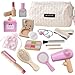 SMARTWO Wooden Makeup Toy Set for ToddlerKids Pretend PlayChildren Role Play ToysFake Cosmetics Salon ToysPrincess Dressup Accessories with Bag Birthday Gift for Girls 3 4 5 6 - Image 2