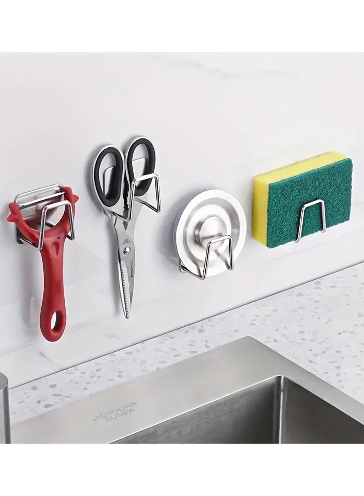 Goolsky Sink Sponge Rack Drainage Storage Rack With Adhesive Back Stainless Steel Kitchen Wire Ball Rag Storage Rack Self-adhesive Storage Rack Wall Hook - Image 2