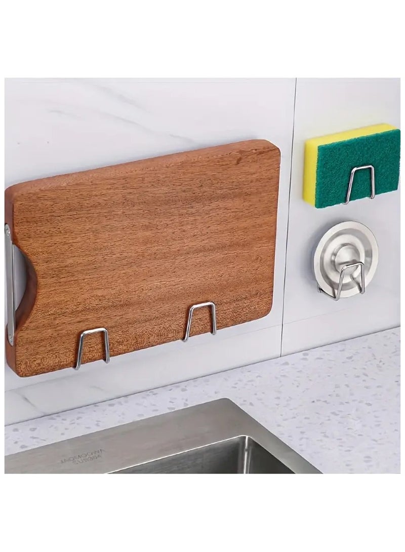 Goolsky Sink Sponge Rack Drainage Storage Rack With Adhesive Back Stainless Steel Kitchen Wire Ball Rag Storage Rack Self-adhesive Storage Rack Wall Hook - Image 3