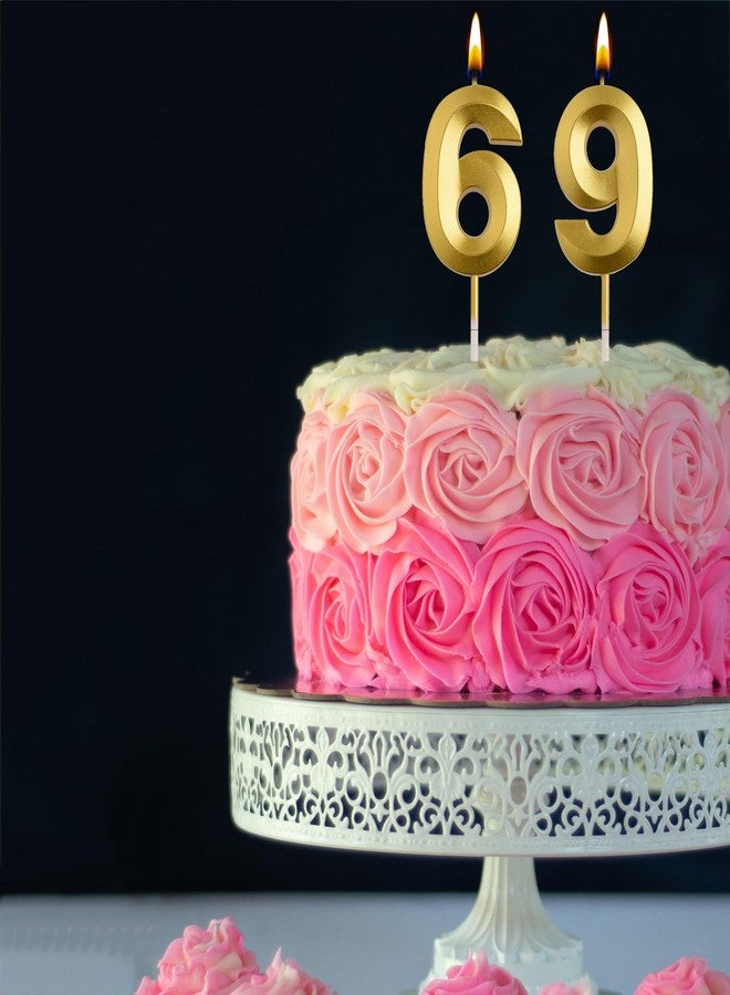 AOOLADA 69th 96th Birthday Candles, Gold 96 69 Year Old Number Birthday Candles, Birthday Party Decorations Cake Topper Gifts for Men Women - Image 4