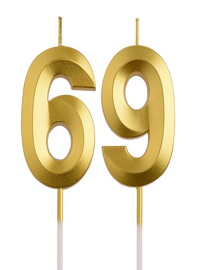 AOOLADA 69th 96th Birthday Candles, Gold 96 69 Year Old Number Birthday Candles, Birthday Party Decorations Cake Topper Gifts for Men Women - Image 1