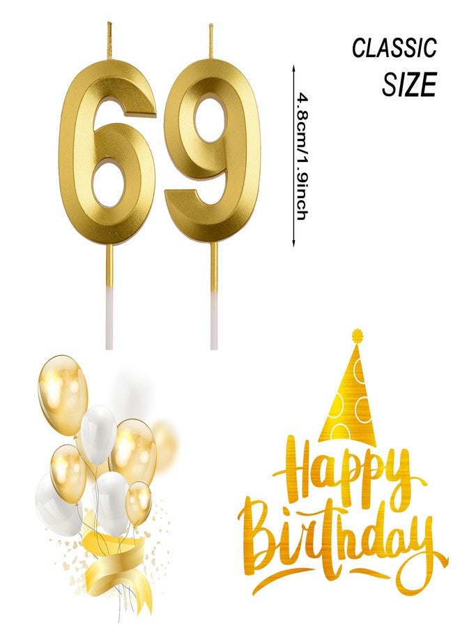 AOOLADA 69th 96th Birthday Candles, Gold 96 69 Year Old Number Birthday Candles, Birthday Party Decorations Cake Topper Gifts for Men Women - Image 2